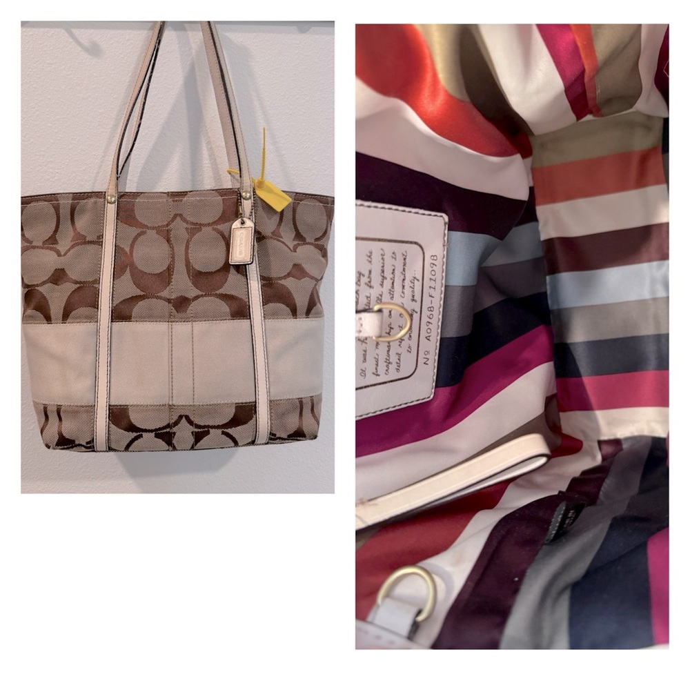Coach Tote Brown Multi Color